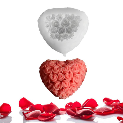 3D Rose Heart silicone mold WCM813 for luxury DIY crafts
