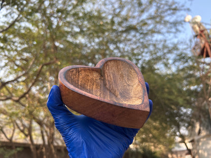 Wooden Candle Heart Bowl 4x4 inches WC002