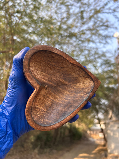 Wooden Candle Heart Bowl 4x4 inches WC002