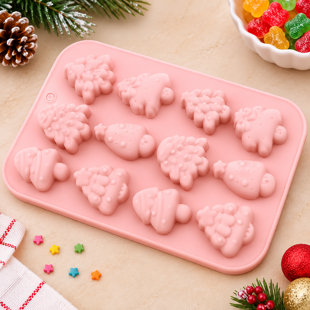 Festive Christmas Tree Silicone Mold for DIY Crafts