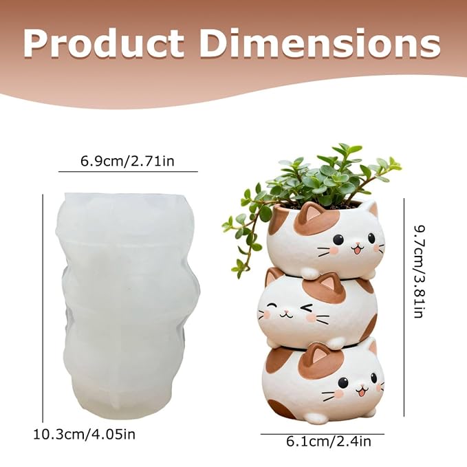Stacked Kitty Trio Planter Mould | ARM581
