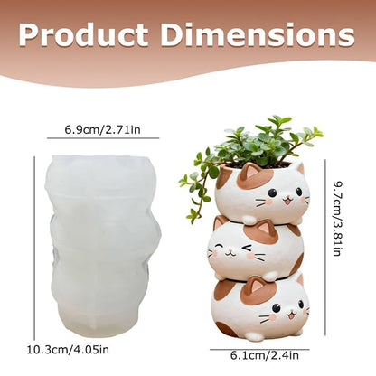 Stacked Kitty Trio Planter Mould | ARM581