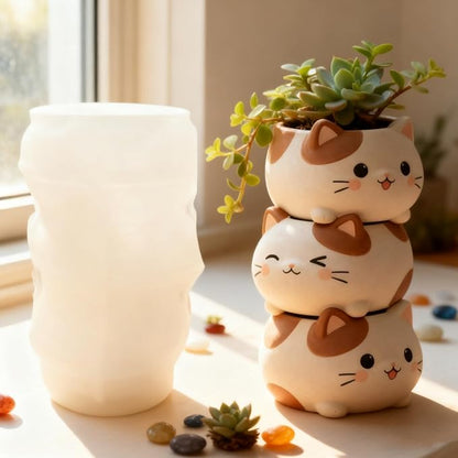 Stacked Kitty Trio Planter Mould | ARM581