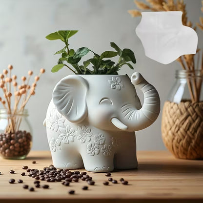 ARM584 Cute Elephant Flower Vase Planter Mold