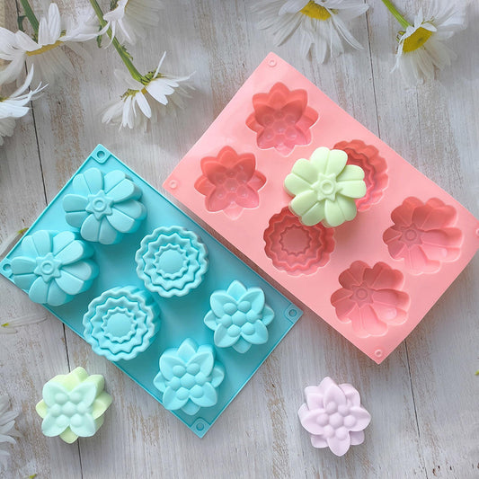6 Cavity 3D Floral Pattern Silicone Mold