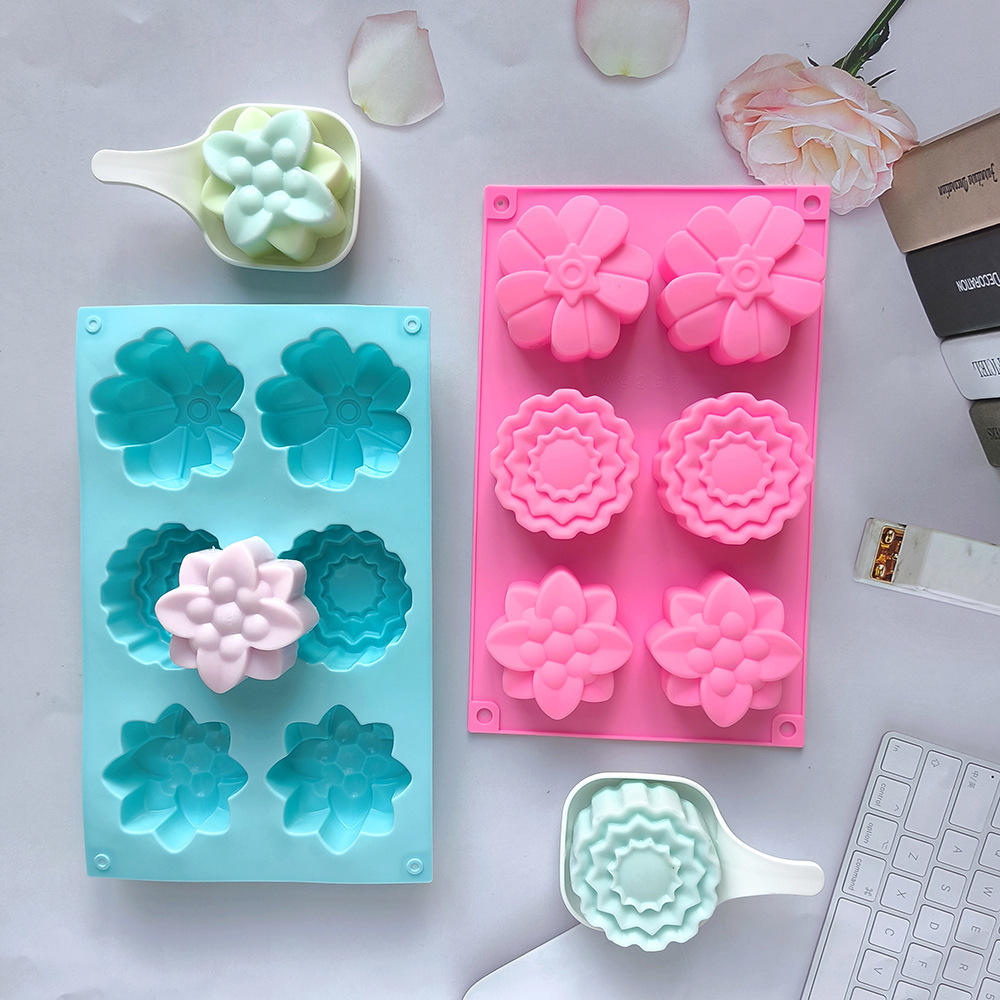 6 Cavity 3D Floral Pattern Silicone Mold