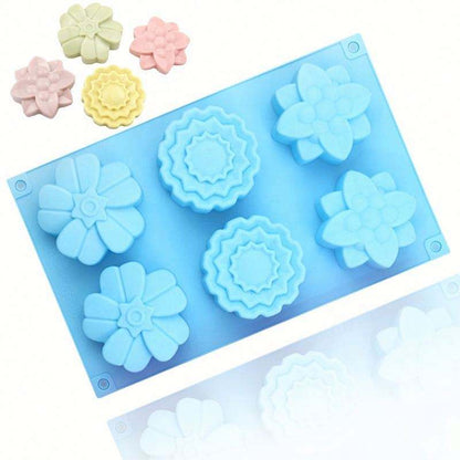 6 Cavity 3D Floral Pattern Silicone Mold
