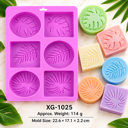 6 Cavity Palm & Monstera Leaf Soap Mold | SSM357