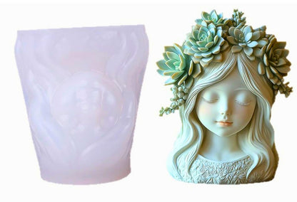 ARM591 Succulent Crown Girl Planter mold