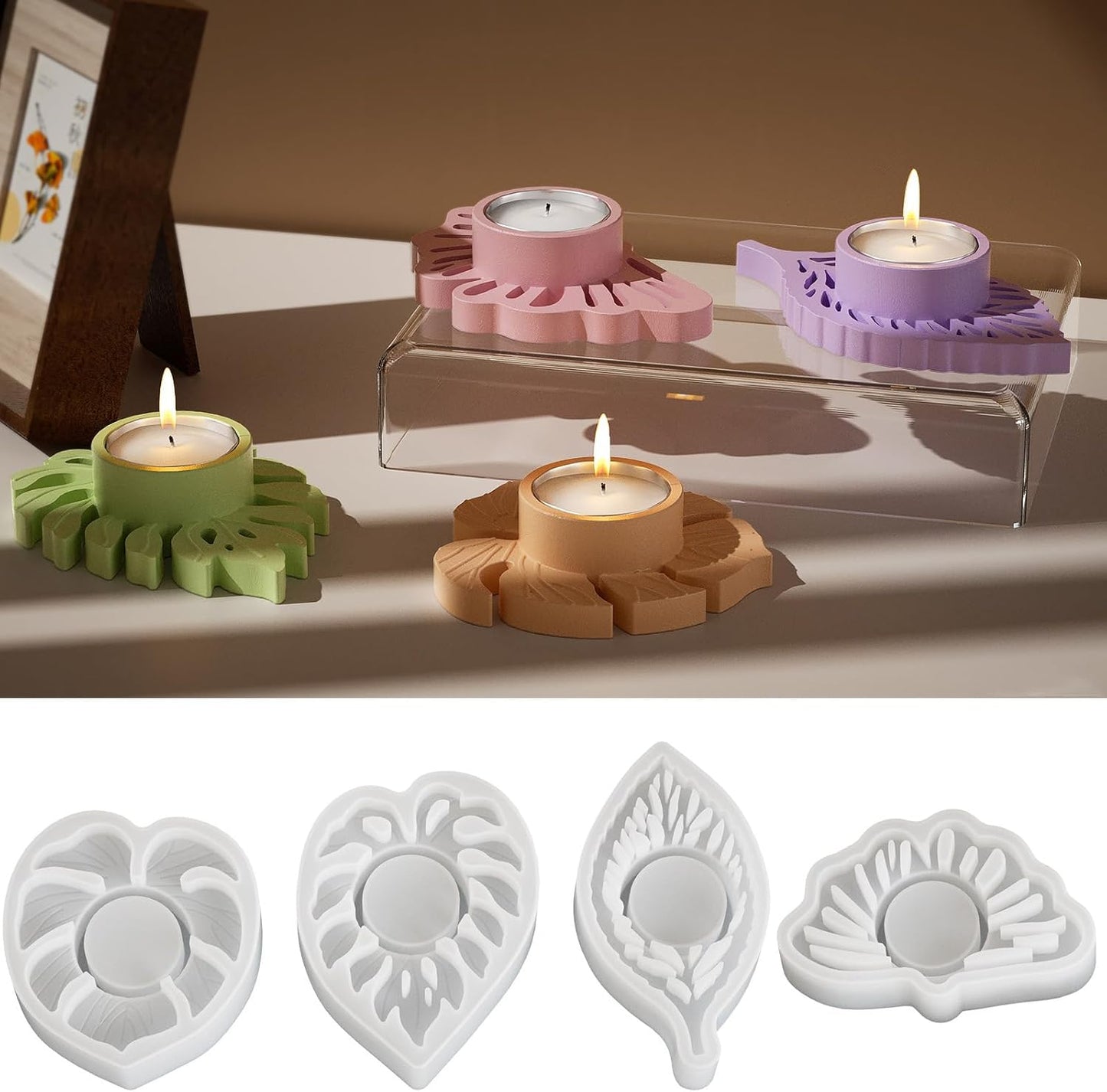 Tropical Leaf Tealight Holder Mould (Set of 4) ARM484