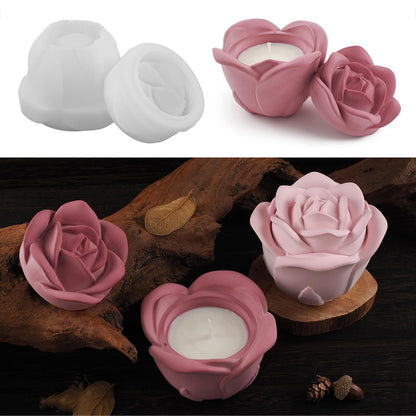 Rose Flower Candle Holder Molds  ARM375