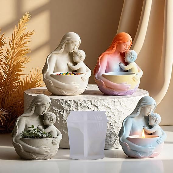 WCM916 Mother & Child Silicone Candle & Planter Mold