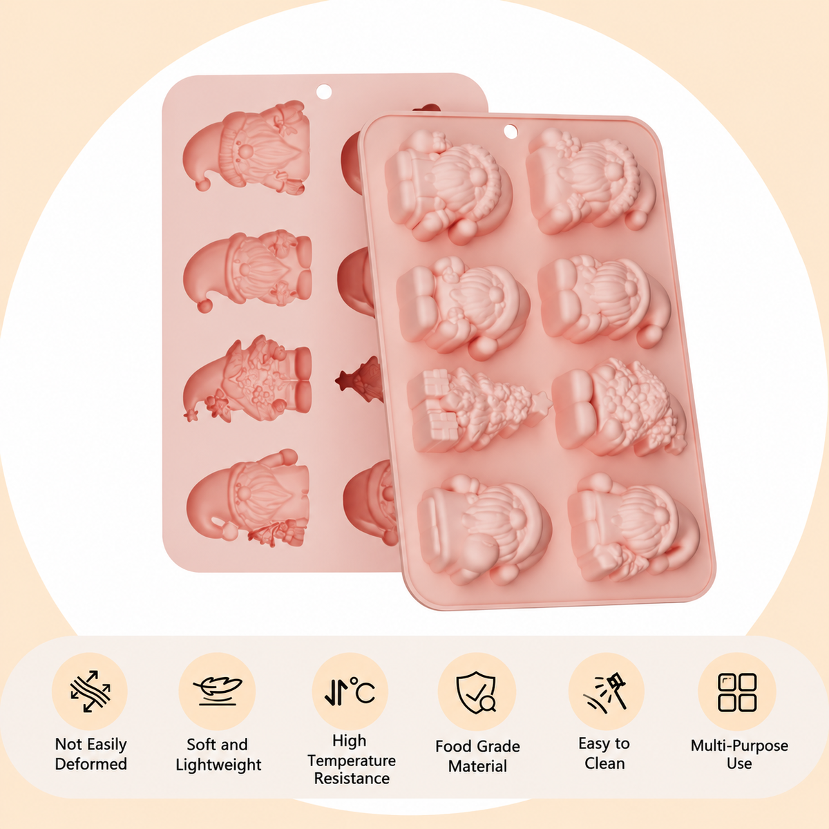 8 Cavity Christmas Gnome & Tree Silicone Mold | SSM365