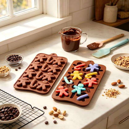 8 Cavity Gingerbread Man & Candy Cane Silicone Mold | CFM542