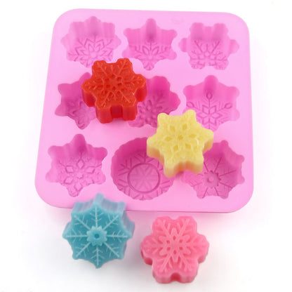 9 Cavity Snowflake Design Silicone Mold | SSM364