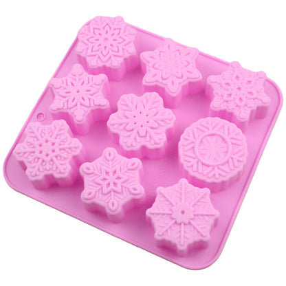 9 Cavity Snowflake Design Silicone Mold | SSM364