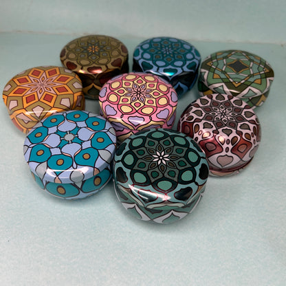 Tin Box Round 6.2*4.2 cm (Pack Of 8) PM289