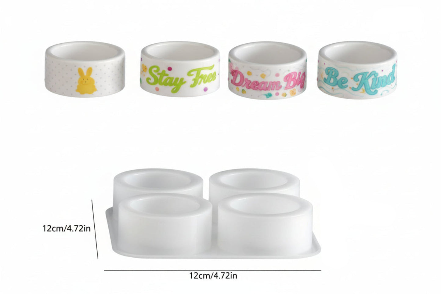 Round Bowl Shape Mold (Golden Bunny, Stay Free, Dream Big, Be Kind) | ARM516