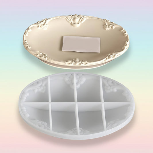 Vintage Embossed Oval Silicone Tray Mold | ARM528