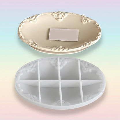 Vintage Embossed Oval Silicone Tray Mold | ARM528