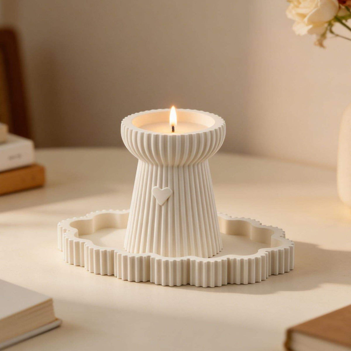 Ribbed Candle Holder & Tray Silicone Mold Set | ARM557