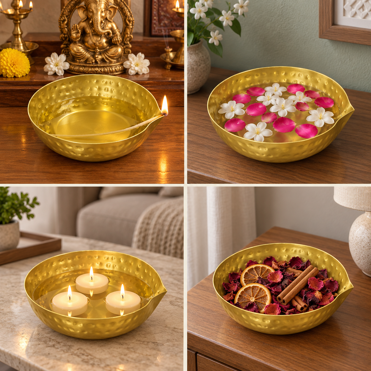 Golden Hammered Decorative Urli Bowl | HOM-WCT039