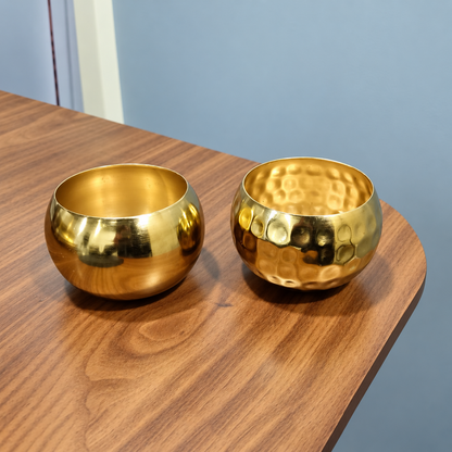 Brass Round Urli Bowl – Hammered & Plain Finish | WCT021