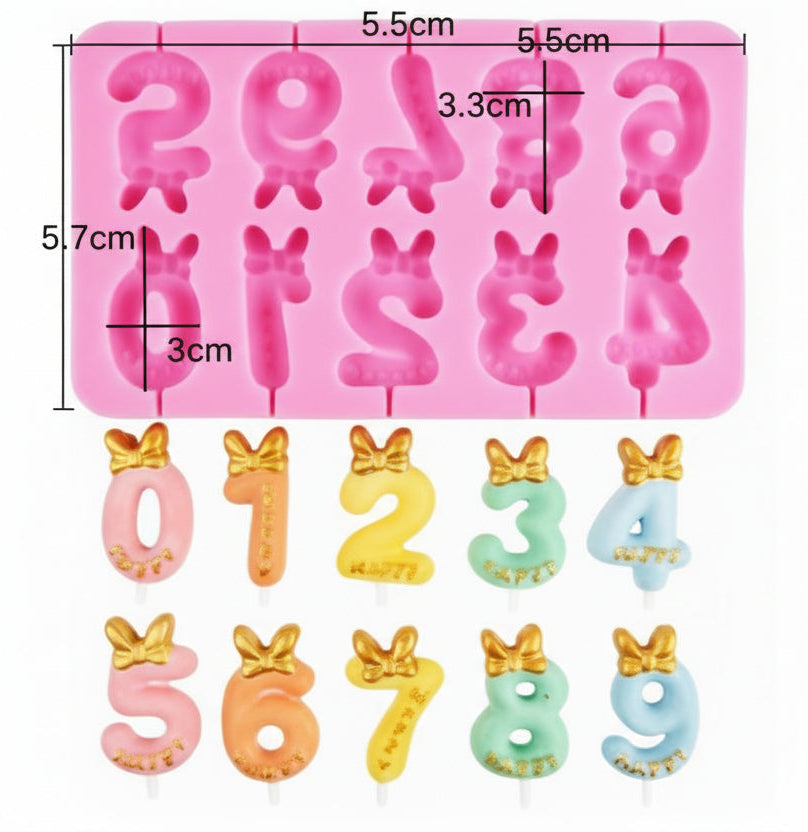 10-cavity silicone number mold | CFM419
