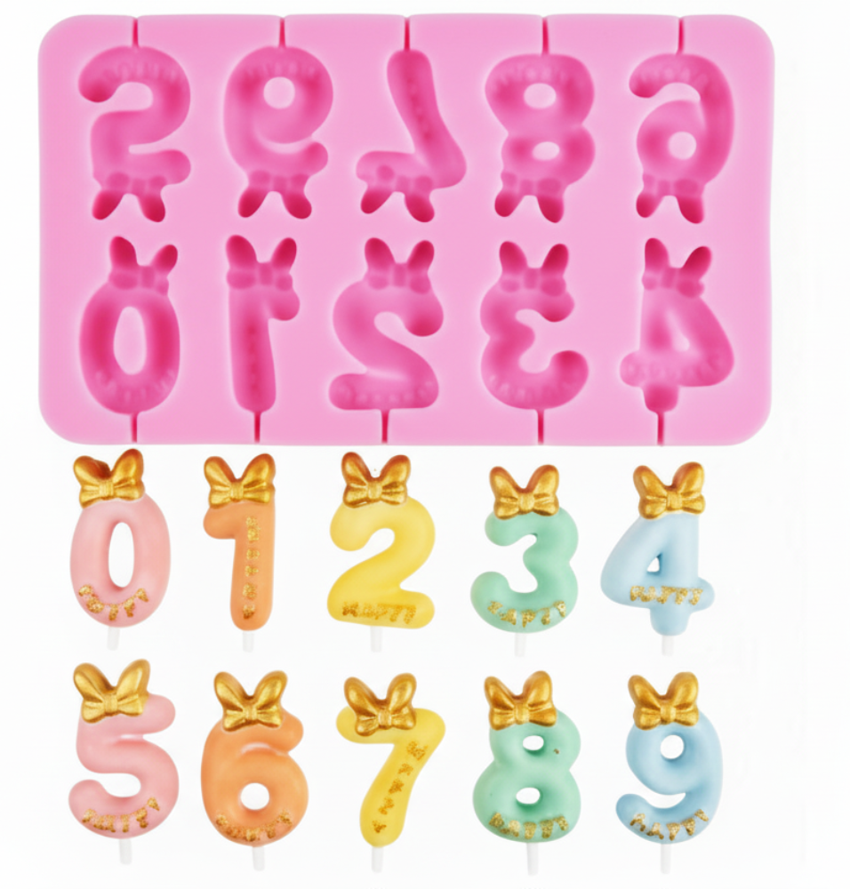 10-cavity silicone number mold | CFM419