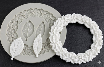Rose Frame & Leaf Silicone Mold | CFM446