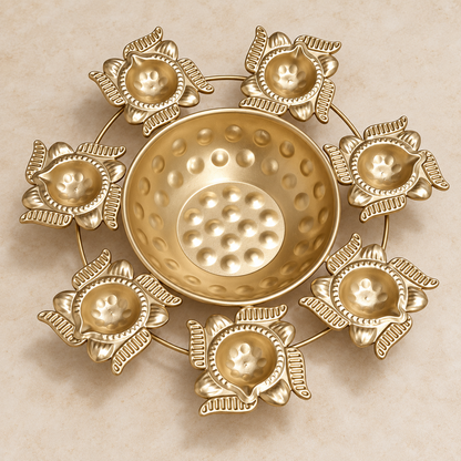 Swastika Design 7 Diya Urli | HOM-WCT038 (coloured)