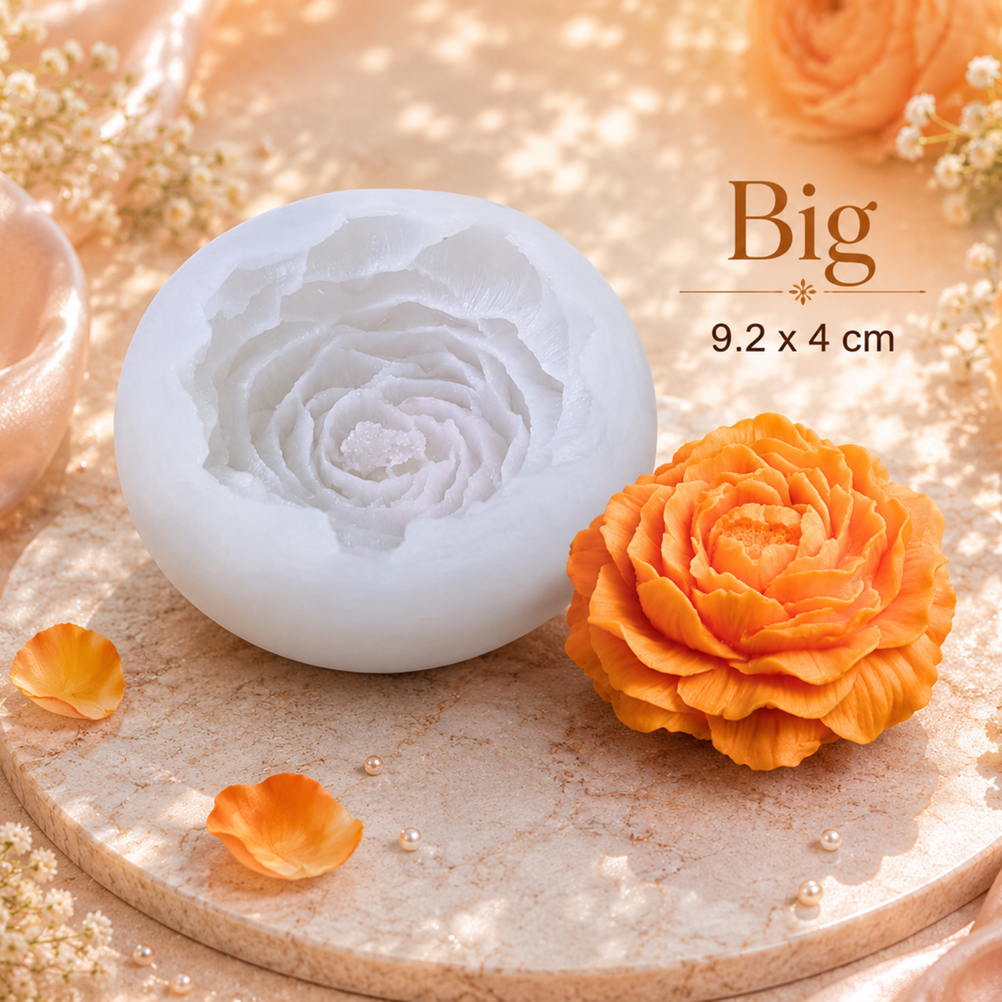 Peony Flower Silicone Mold for Soap, Candle, Resin & Clay Craft Making | WCM861