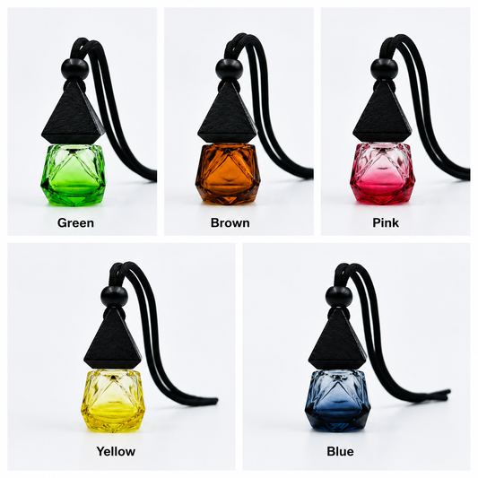 Diamond Cut Glass Car Diffuser Bottle with Black Wooden Cap | HDF013