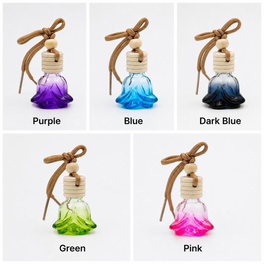 Flower Bell Shape Glass Car Diffuser Bottle with Wooden Cap (10 ml) | HDF016