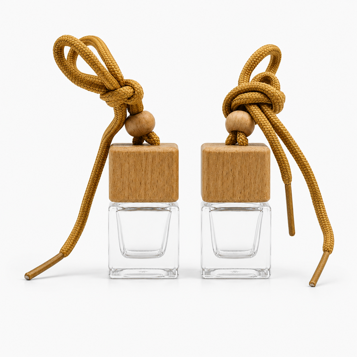 Clear Square Glass Car Diffuser Bottle with Wooden Cap (10 ml) HDF022