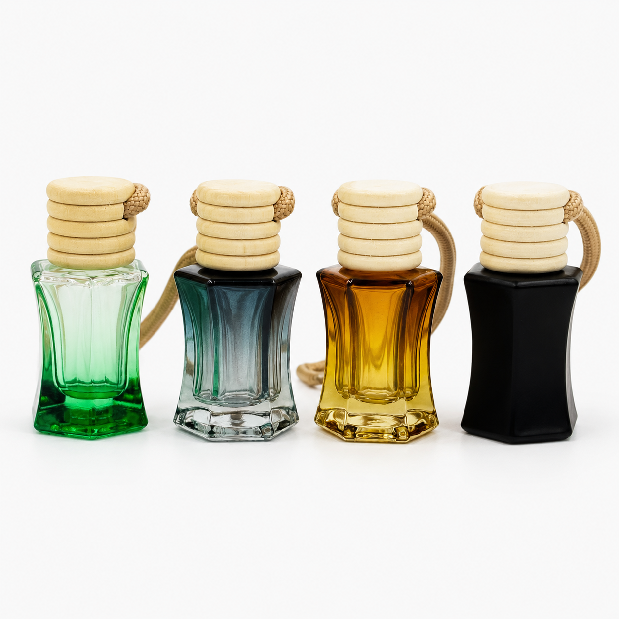 Designer Curved Glass Car Diffuser Bottle with Wooden Cap (10 ml) HDF023