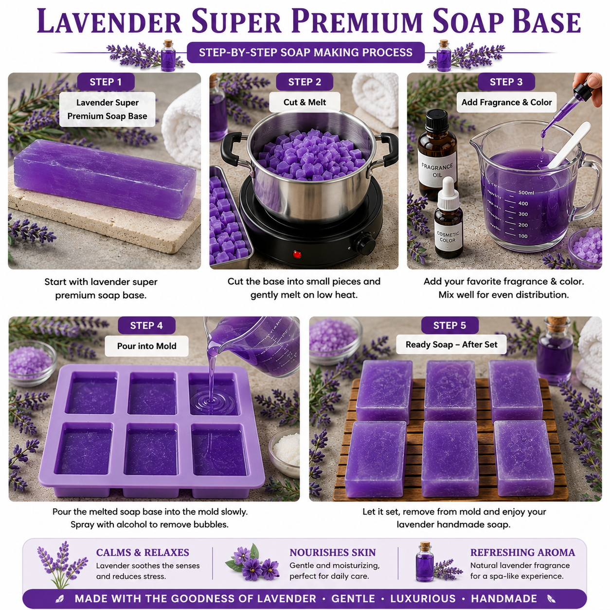Lavender Super Premium Range Soap Base SPB026