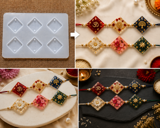 Crystal Cut Rakhi Silicone Mold (6 cavity) | ARM540