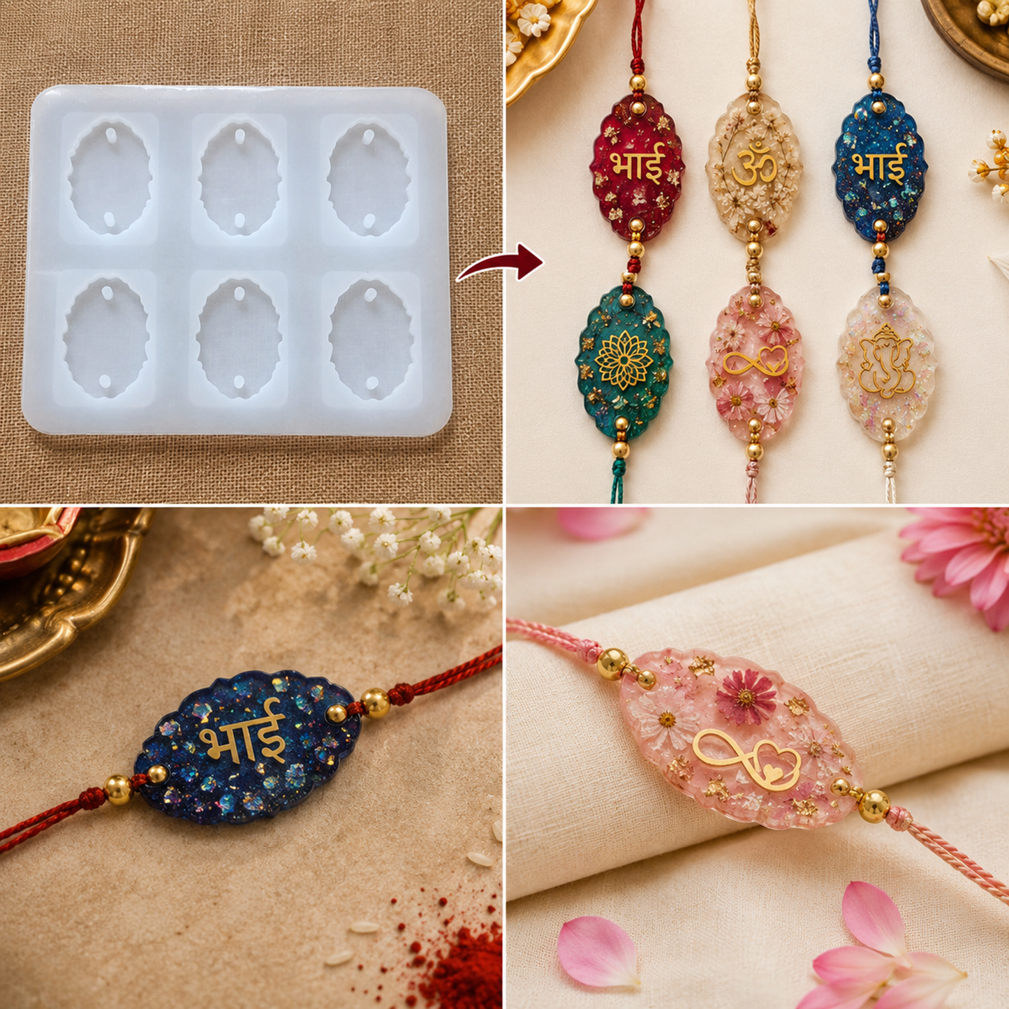 Vintage Oval Frame Rakhi Mold | 6 Cavity | ARM544
