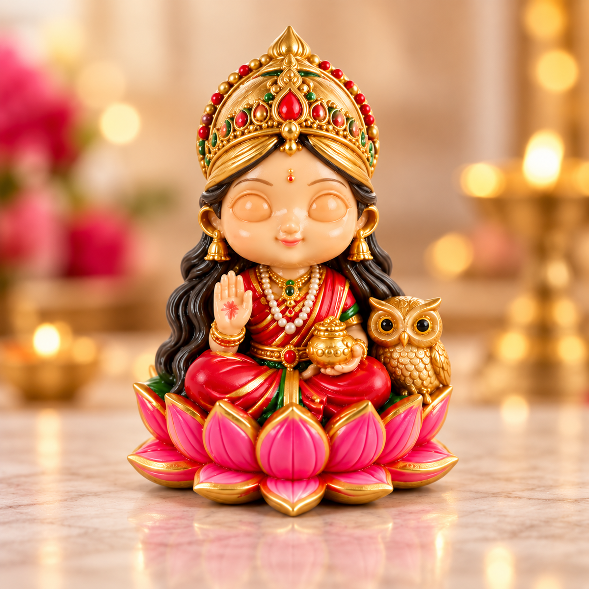 Goddess Lakshmi on Lotus Silicone Mold | MLD-ARM598[own]