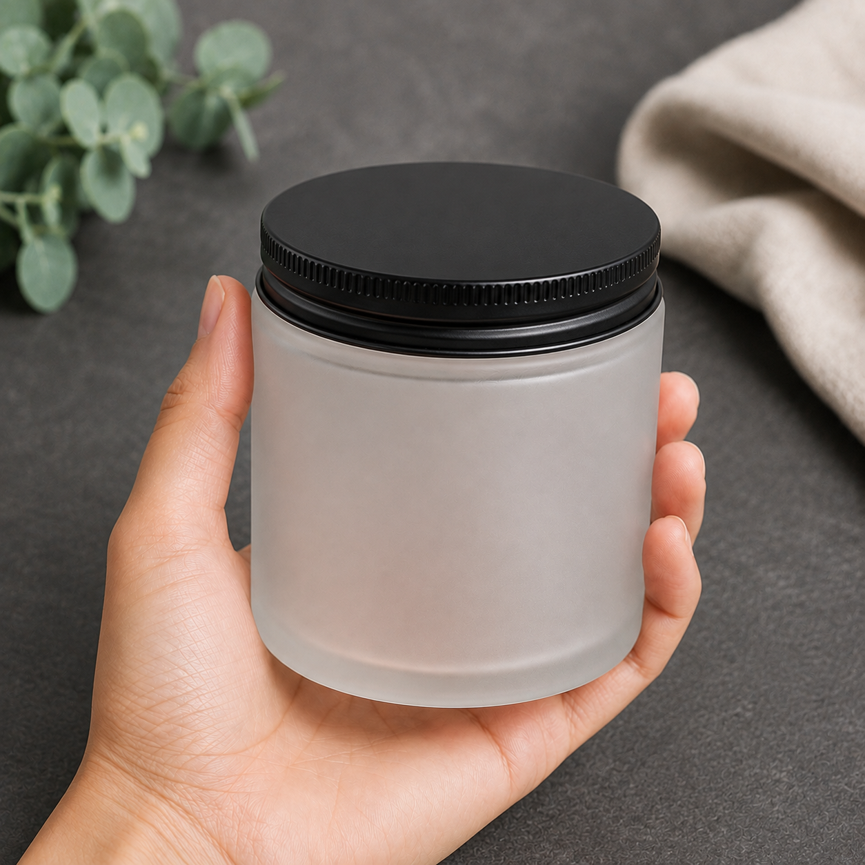 250ml Frosted Black Cap 6 pcs PM236