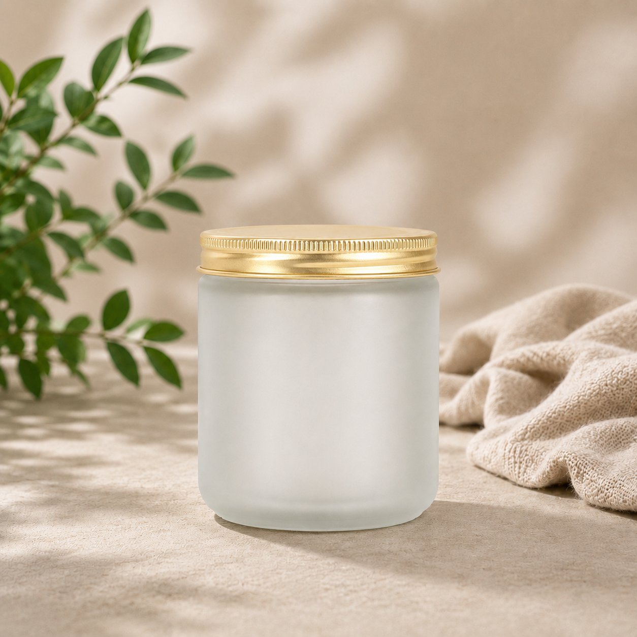 250ml Frosted Golden Cap Glass Candle Jars 6 pcs PM237
