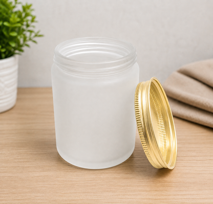 250ml Frosted Golden Cap Glass Candle Jars 6 pcs PM237