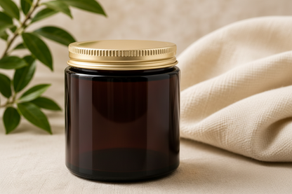 Glass Candle Jars 250ml Amber Golden Cap 6pcs PM160