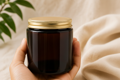 Glass Candle Jars 250ml Amber Golden Cap 6pcs PM160
