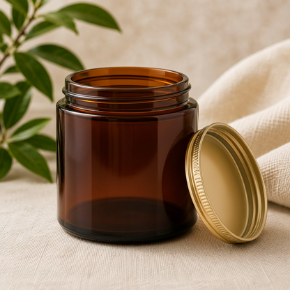 Glass Candle Jars 250ml Amber Golden Cap 6pcs PM160