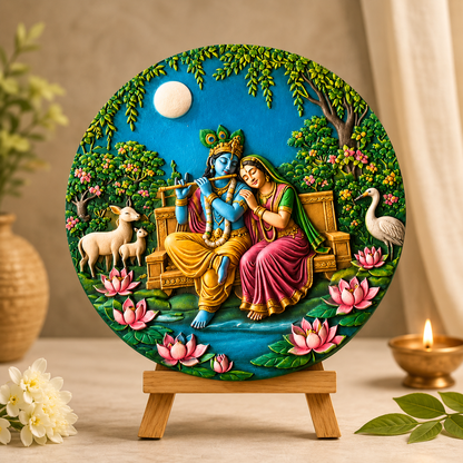 Radha Krishna Round Wall Hanging Silicone Mould | DIY Jesmonite, Resin, Concrete, Plaster & Soap Casting Mold | SSM318