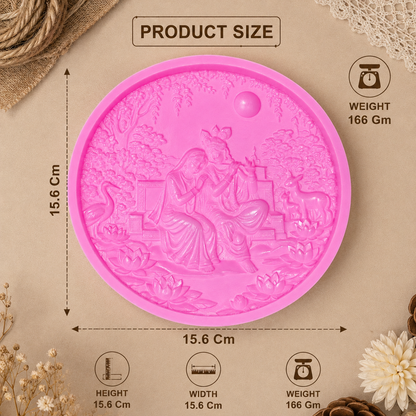 Radha Krishna Round Wall Hanging Silicone Mould | DIY Jesmonite, Resin, Concrete, Plaster & Soap Casting Mold | SSM318