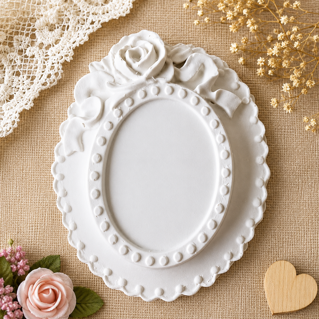 Vintage Rose Oval Frame Mold | CFM555
