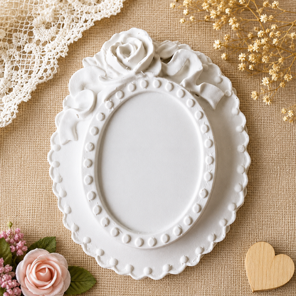 Vintage Rose Oval Frame Mold | CFM555